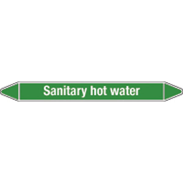 N008855 Brady White on Green Seondary hot water Clp Pipe Marker On Card