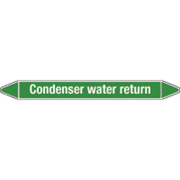 N008881 Brady White on Green Condenser water return Clp Pipe Marker On Card