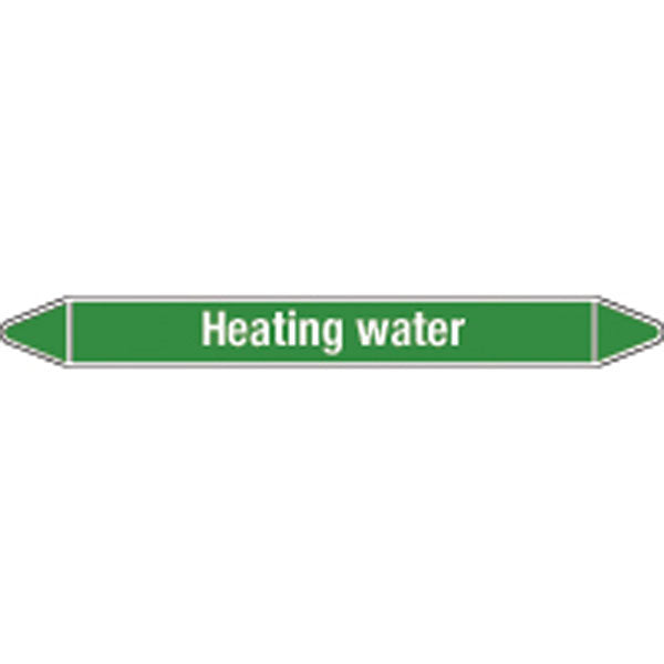 N008918 Brady White on Green Heating water Clp Pipe Marker On Card