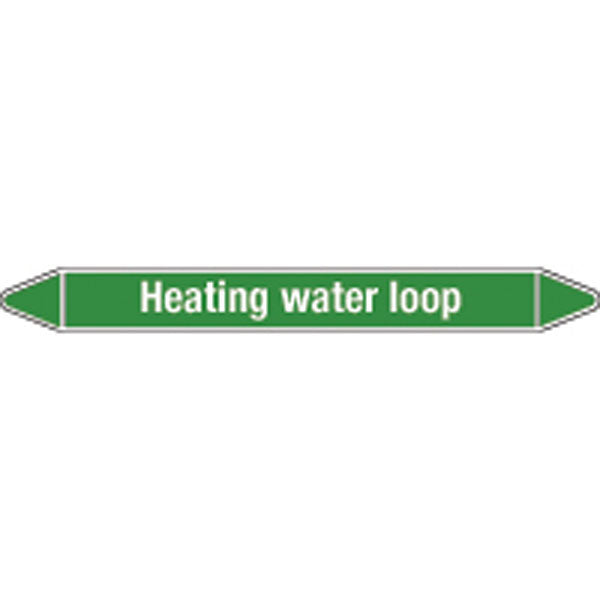 N008936 Brady White on Green Heating water loop Clp Pipe Marker On Card