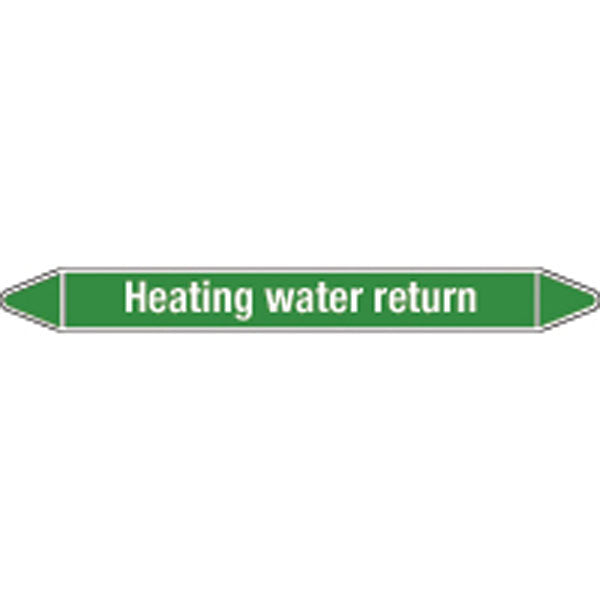 N008942 Brady White on Green Heating water return Clp Pipe Marker On Card