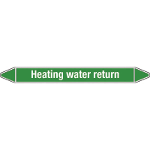 N008948 Brady White on Green Heating water return Clp Pipe Marker On Roll