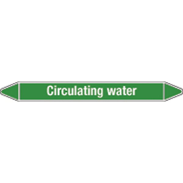 N008952 Brady White on Green Circulating water Clp Pipe Marker On Card