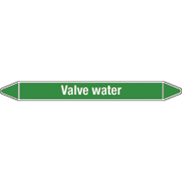 N009035 Brady White on Green Valve water Clp Pipe Marker On Card