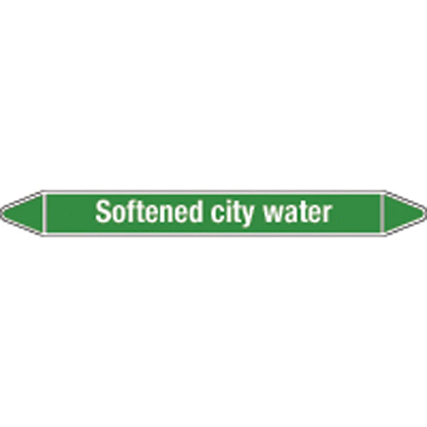 N009051 Brady White on Green Softened city water Clp Pipe Marker On Card