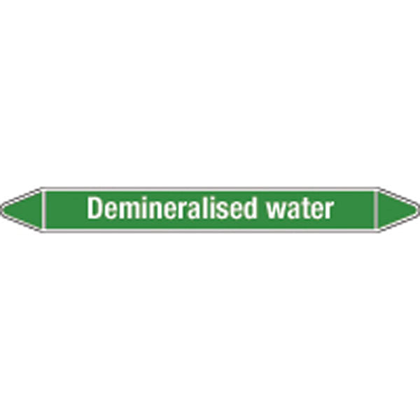N009080 Brady White on Green Demineralised water Clp Pipe Marker On Card