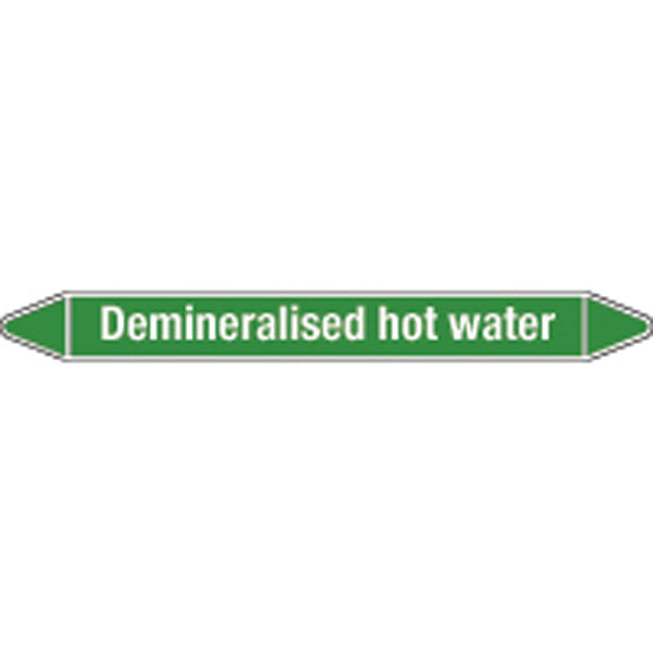 N009089 Brady White on Green Demineralised hot water Clp Pipe Marker On Card