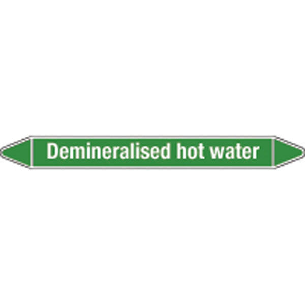 N009093 Brady White on Green Demineralised hot water Clp Pipe Marker On Roll