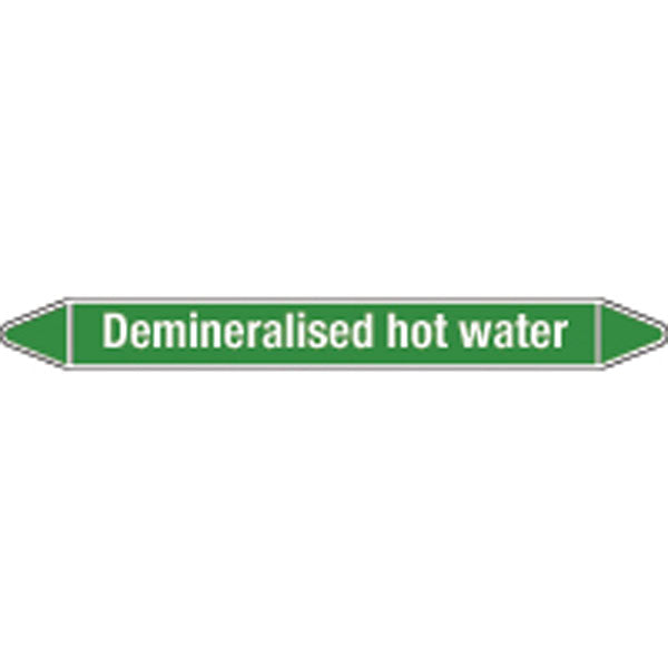 N009091 Brady White on Green Demineralised hot water Clp Pipe Marker On Roll