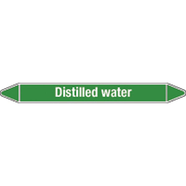 N009098 Brady White on Green Distilled water Clp Pipe Marker On Card