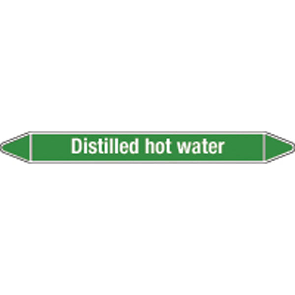 N009111 Brady White on Green Distilled hot water Clp Pipe Marker On Roll