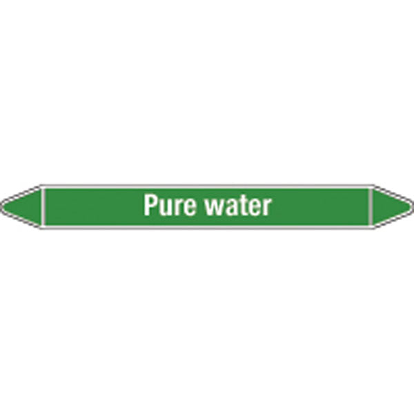 N009125 Brady White on Green Pure water Clp Pipe Marker On Card