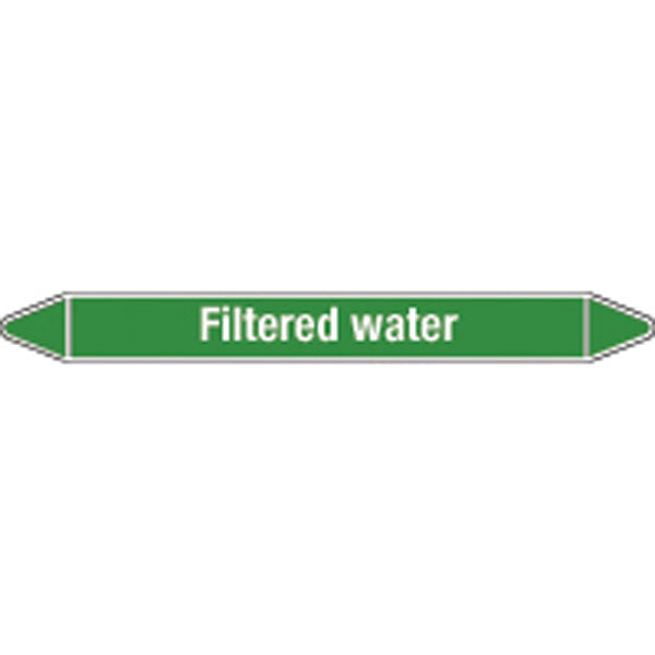 N009131 Brady White on Green Filtered water Clp Pipe Marker On Card