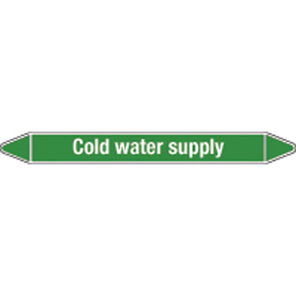 N009158 Brady White on Green Cold water supply Clp Pipe Marker On Card