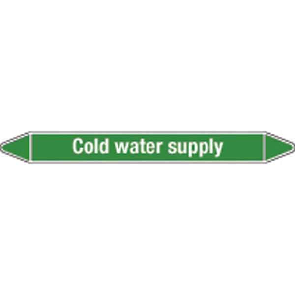 N009161 Brady White on Green Cold water supply Clp Pipe Marker On Card