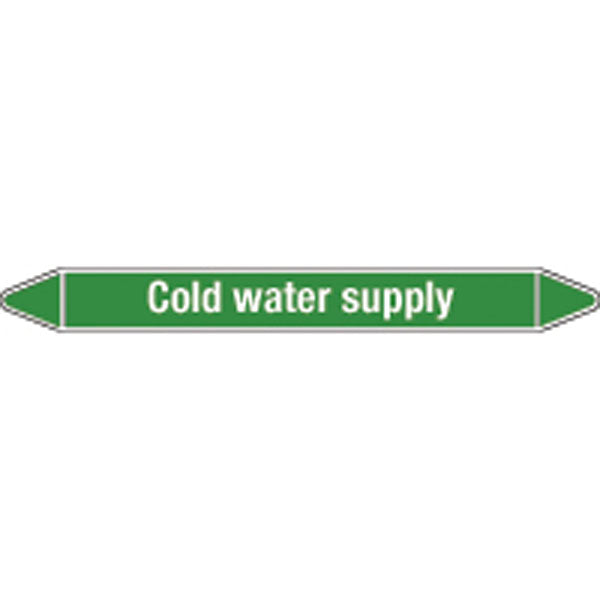 N009165 Brady White on Green Cold water supply Clp Pipe Marker On Roll