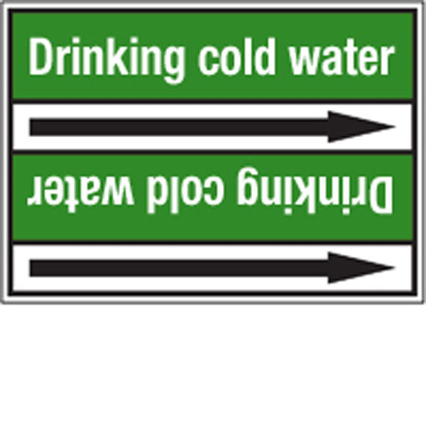 N009174 Brady White on Green Drinking cold water Clp Pipe Marker On Roll