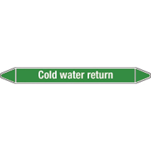 N009179 Brady White on Green Cold water return Clp Pipe Marker On Card
