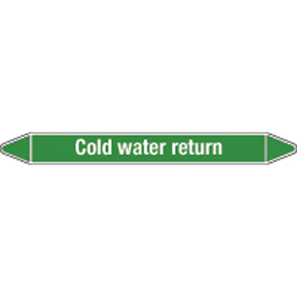 N009181 Brady White on Green Cold water return Clp Pipe Marker On Roll