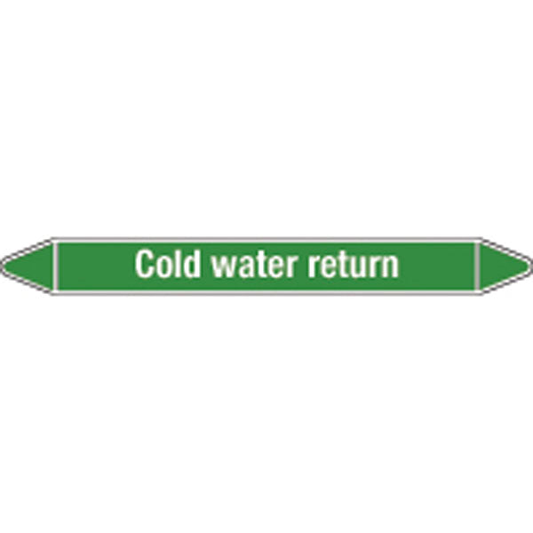 N009182 Brady White on Green Cold water return Clp Pipe Marker On Roll