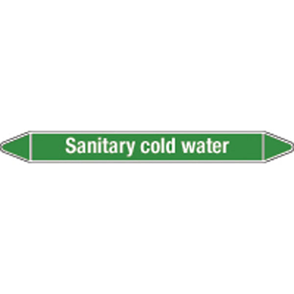 N009187 Brady White on Green Sanitary cold water Clp Pipe Marker On Card