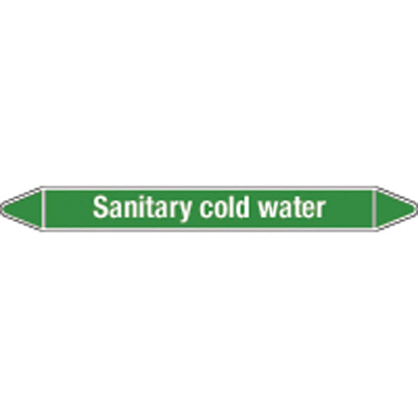 N009190 Brady White on Green Sanitary cold water Clp Pipe Marker On Roll