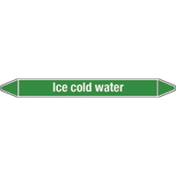 N009197 Brady White on Green Ice-cold water Clp Pipe Marker On Card