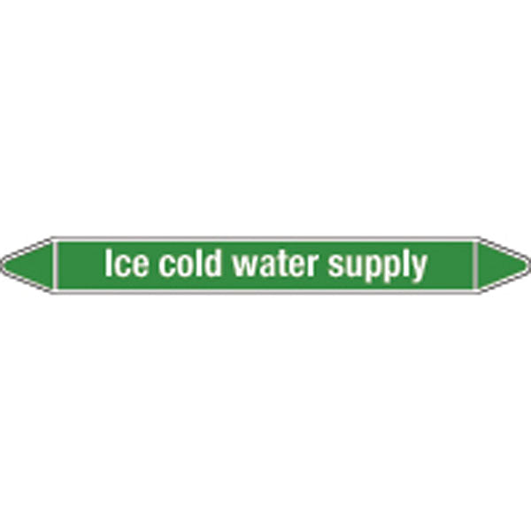 N009215 Brady White on Green Ice-cold water return Clp Pipe Marker On Card