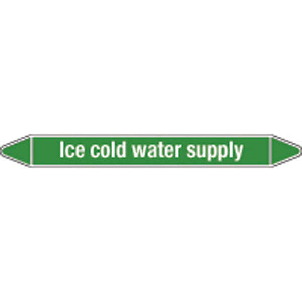 N009218 Brady White on Green Ice-cold water return Clp Pipe Marker On Roll