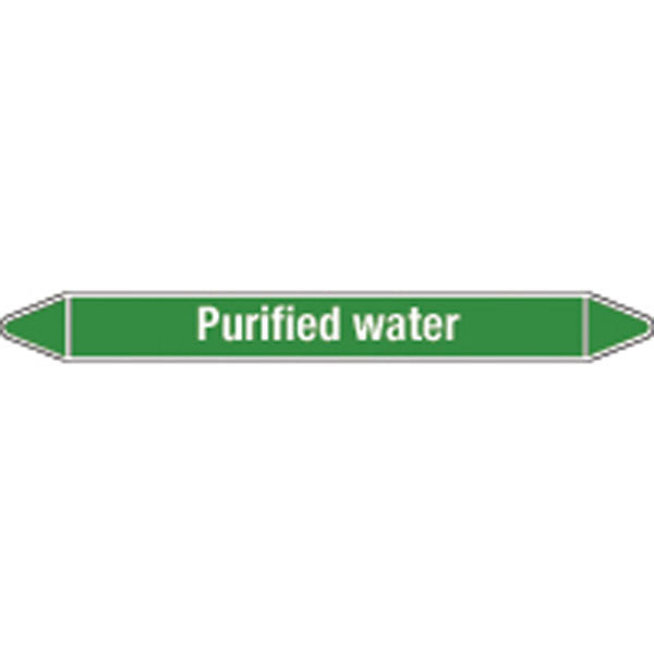 N009322 Brady White on Green Purified water Clp Pipe Marker On Card