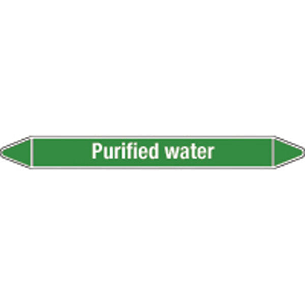 N009323 Brady White on Green Purified water Clp Pipe Marker On Card