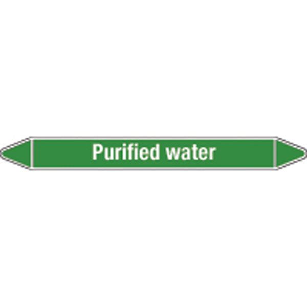 N009326 Brady White on Green Purified water Clp Pipe Marker On Roll