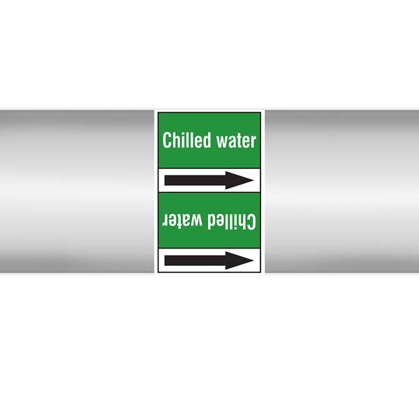 N009346 Brady White on Green Chilled water Clp Pipe Marker On Roll