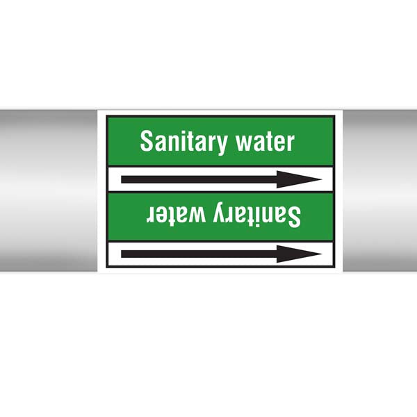 N009354 Brady White on Green Sanitary water Clp Pipe Marker On Roll