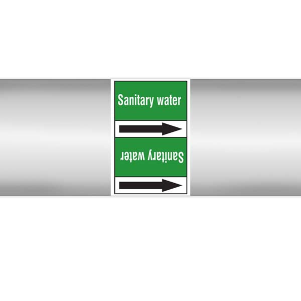 N009355 Brady White on Green Sanitary water Clp Pipe Marker On Roll