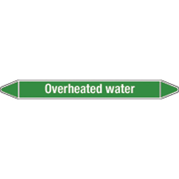 N009368 Brady White on Green Overheated water Clp Pipe Marker On Card