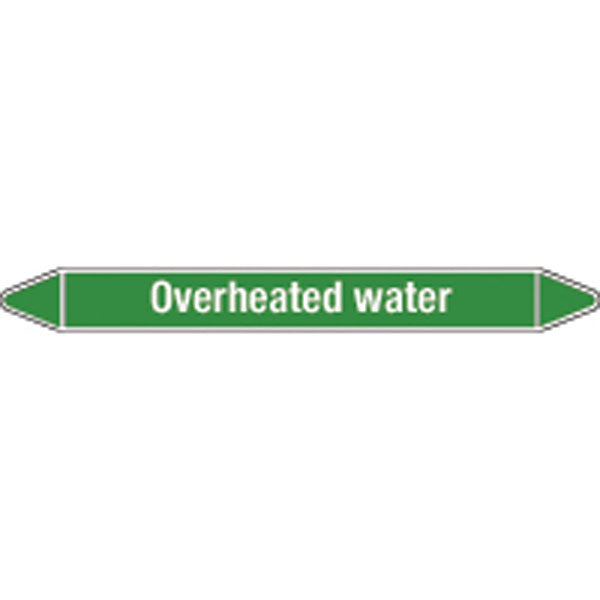 N009367 Brady White on Green Overheated water Clp Pipe Marker On Card