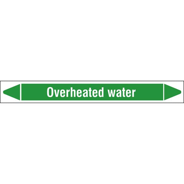N009370 Brady White on Green Overheated water Clp Pipe Marker On Roll