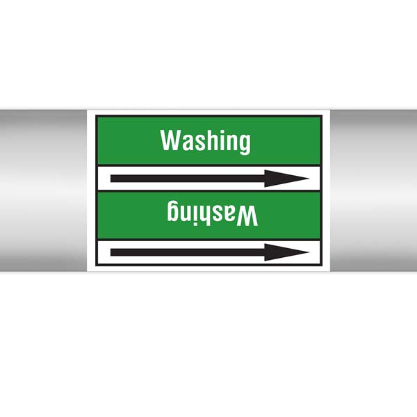 N009417 Brady White on Green Washing Clp Pipe Marker On Roll
