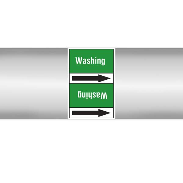 N009418 Brady White on Green Washing Clp Pipe Marker On Roll