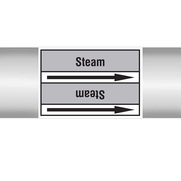 N009453 Brady Black on Grey Steam Clp Pipe Marker On Roll