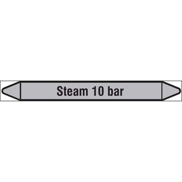 N009460 Brady Black on Grey Steam 10 bar Clp Pipe Marker On Roll