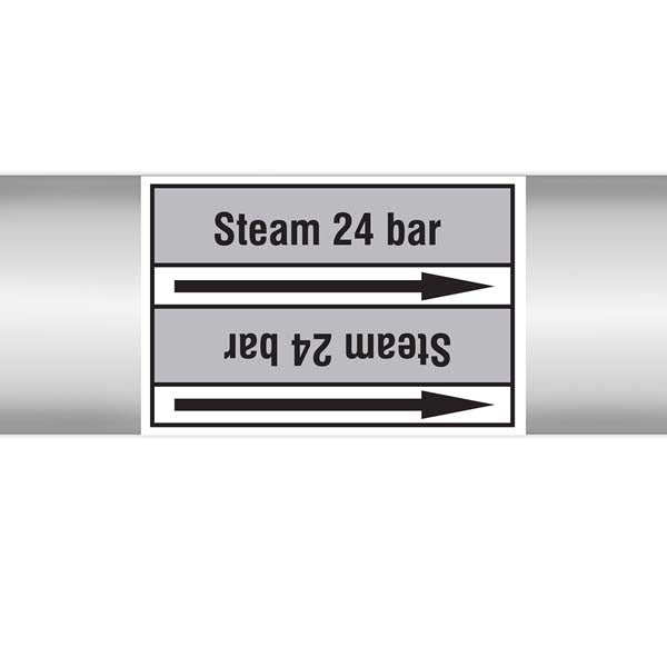 N009471 Brady Black on Grey Steam 24 bar Clp Pipe Marker On Roll