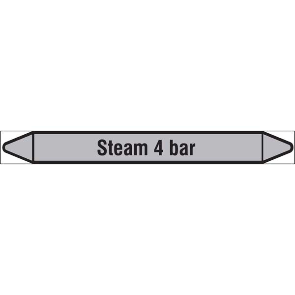 N009479 Brady Black on Grey Steam 4 bar Clp Pipe Marker On Roll