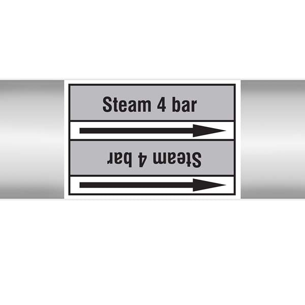 N009480 Brady Black on Grey Steam 4 bar Clp Pipe Marker On Roll