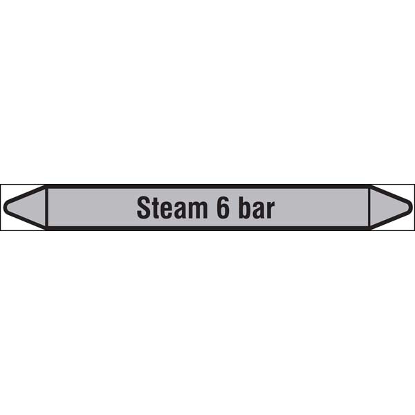 N009487 Brady Black on Grey Steam 6 bar Clp Pipe Marker On Roll