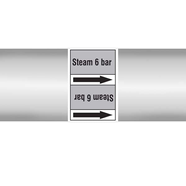 N009490 Brady Black on Grey Steam 6 bar Clp Pipe Marker On Roll