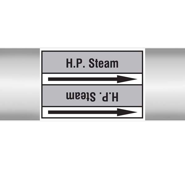 N009525 Brady Black on Grey HP steam Clp Pipe Marker On Roll