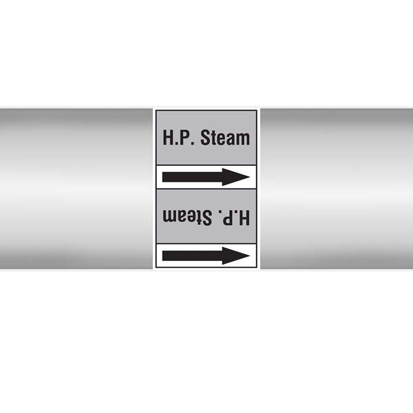 N009526 Brady Black on Grey HP steam Clp Pipe Marker On Roll