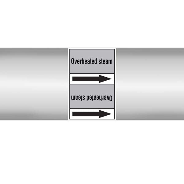 N009553 Brady Black on Grey Overheated steam Clp Pipe Marker On Roll